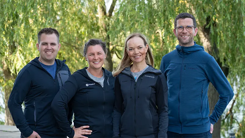 This is a photo of the PinToMind support team. From left: Jon, Sara, Te'ena and Knut.